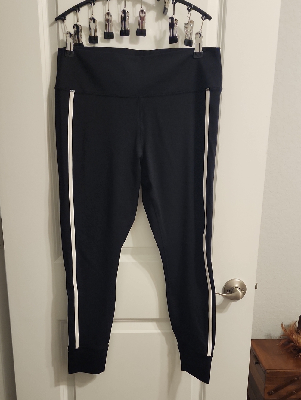 JoyLab Black Leggings with White Logo Print Large